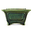 Square green bonsai pot by Terahata Satomi Mazan - 125 x 125 x 72 mm