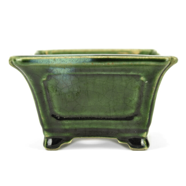 Pot à bonsaï carré vert par Terahata Satomi Mazan - 125 x 125 x 72 mm