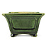 Square green bonsai pot by Terahata Satomi Mazan - 125 x 125 x 72 mm