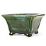 Pot à bonsaï carré vert par Terahata Satomi Mazan - 125 x 125 x 72 mm