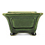 Pot à bonsaï carré vert par Terahata Satomi Mazan - 125 x 125 x 72 mm