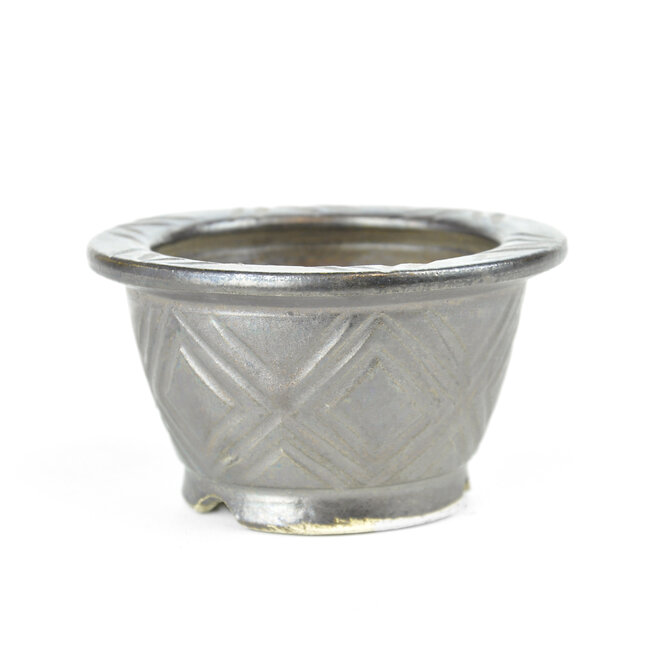 Round bronze Sa Ra Ku bonsai pot - 107 x 107 x 58 mm