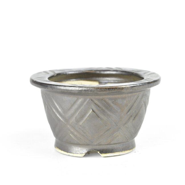 Maceta redonda de bronce esmaltado para bonsái Sa Ra Ku - 107 x 107 x 58 mm