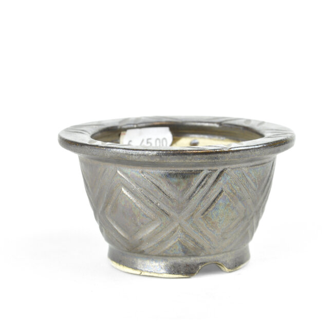 Runde bronzene Sa Ra Ku Bonsaischale - 107 x 107 x 58 mm