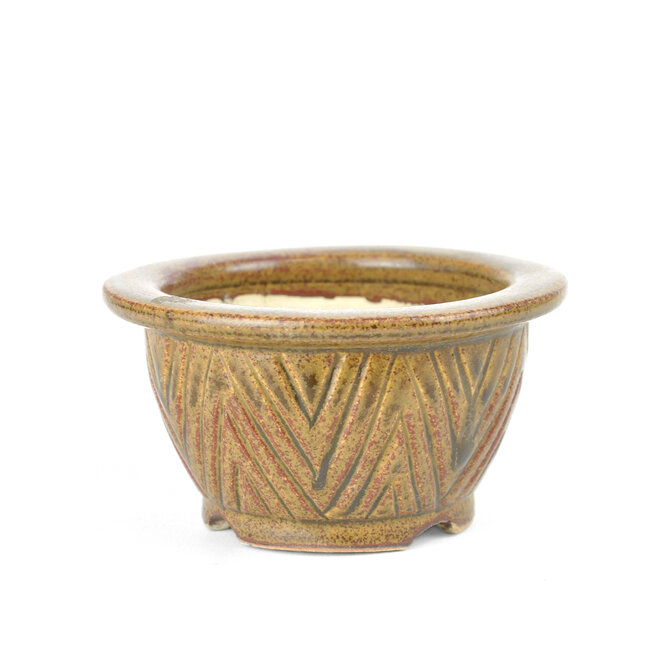 Runde braune Sa Ra Ku Bonsaischale - 110 x 110 x 55 mm