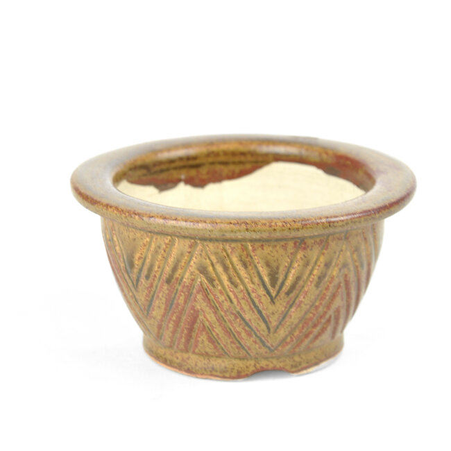 Pot à bonsaï rond marron Sa Ra Ku - 110 x 110 x 55 mm