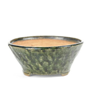 Bonsai 122 mm round green bonsai pot by Bonsai, Japan