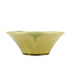 Round yellow bonsai pot by Terahata Satomi Mazan - 190 x 190 x 78 mm