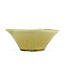 Round yellow bonsai pot by Terahata Satomi Mazan - 190 x 190 x 78 mm