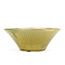 Round yellow bonsai pot by Terahata Satomi Mazan - 190 x 190 x 78 mm