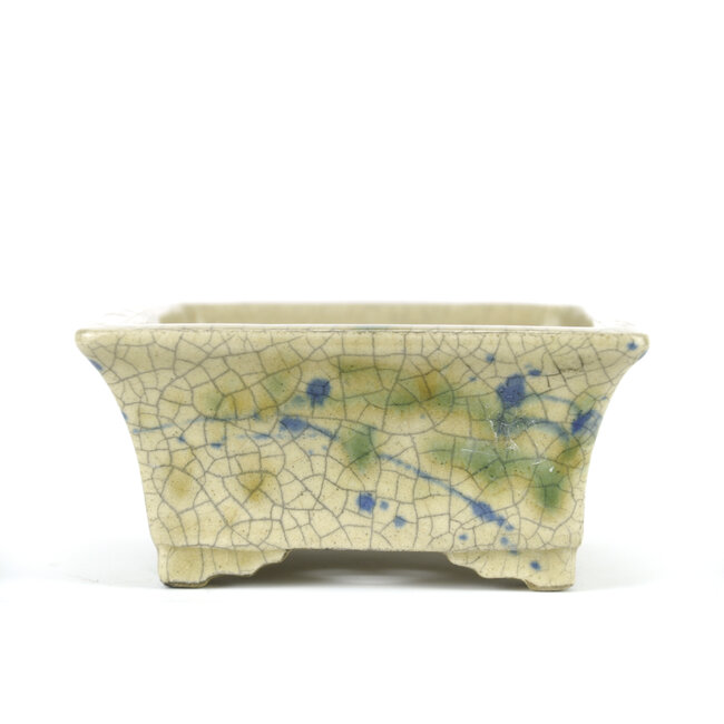 Vaso rettangolare multicolore per bonsai di Terahata Satomi Mazan - 160 x 135 x 63 mm