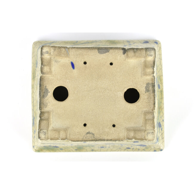 Rechteckige mehrfarbige Bonsaischale von Terahata Satomi Mazan - 160 x 135 x 63 mm