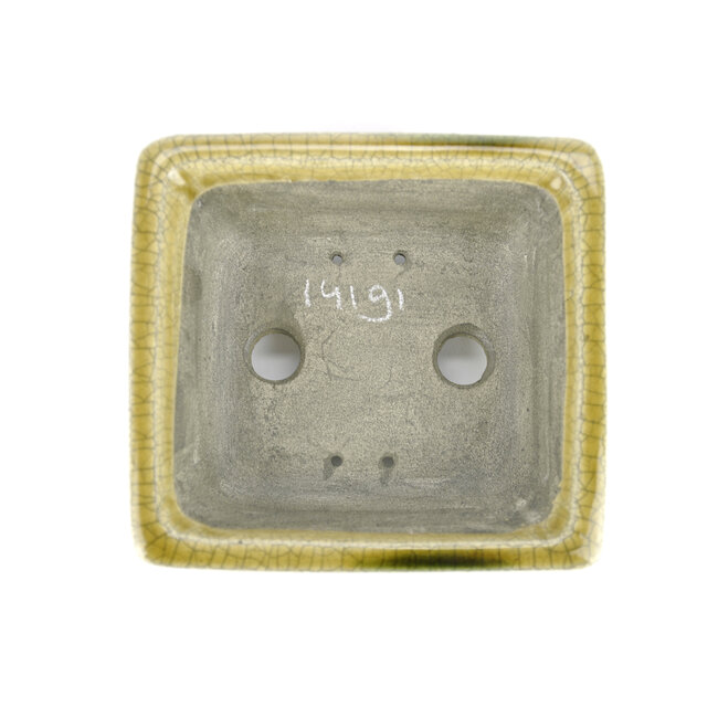 Pot à bonsaï rectangulaire beige par Terahata Satomi Mazan - 145 x 135 x 60 mm