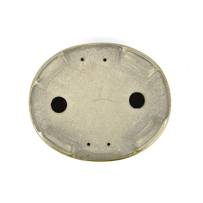Pot à bonsaï ovale beige par Terahata Satomi Mazan - 160 x 130 x 52 mm