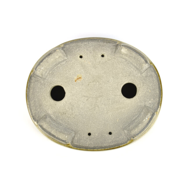 Pot à bonsaï ovale beige par Terahata Satomi Mazan - 160 x 130 x 52 mm