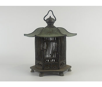 Japanse antieke metalen lantaarn Kaidori Tsuridōrō 37 cm