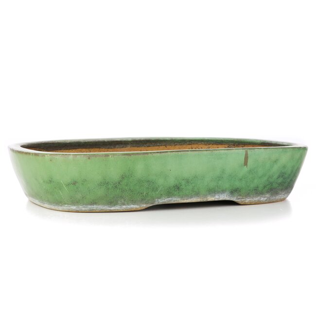 Rectangular green bonsai pot by Shuhou - 352 x 260 x 65 mm