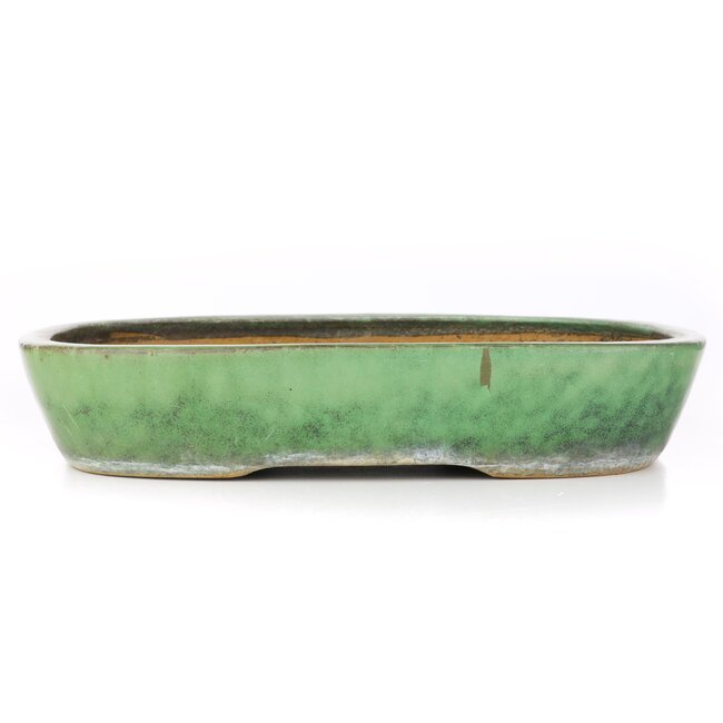 Rectangular green bonsai pot by Shuhou - 352 x 260 x 65 mm