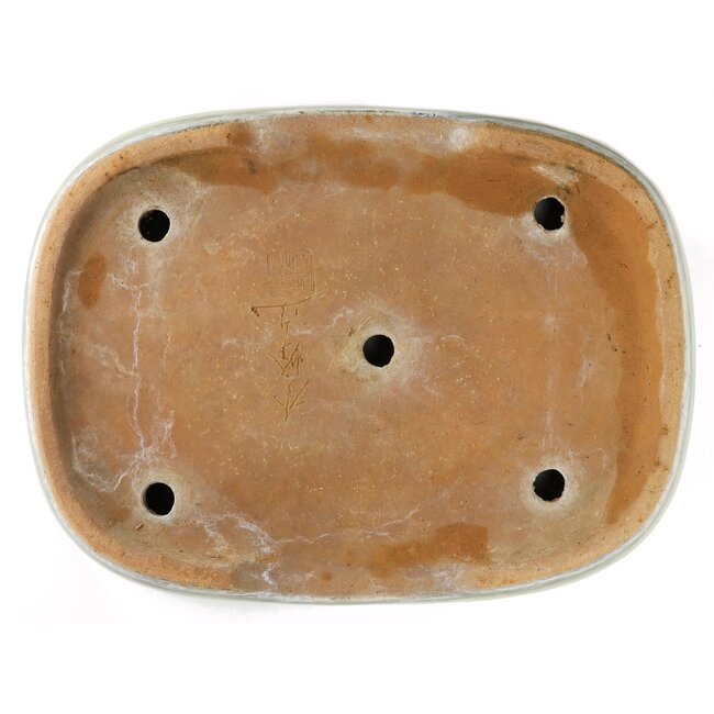 Rectangular green bonsai pot by Shuhou - 352 x 260 x 65 mm