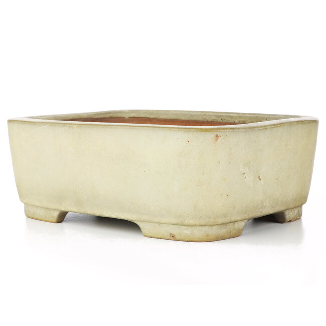 Rectangular beige bonsai pot by Yamafusa - 317 x 240 x 113 mm