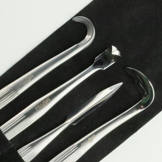  Matsu Set di 4 sgorbie da intaglio per jin e shari; sgorbie per intaglio del legno morto; 35 mm di larghezza.