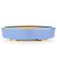 Oval blue bonsai pot by Hattori - 130 x 95 x 30 mm