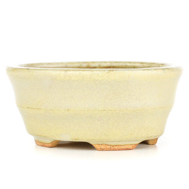 Vaso per bonsai ovale beige di Hattori - 108 x 91 x 48 mm