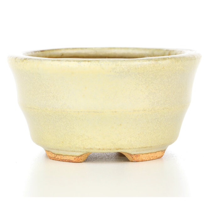 Vaso per bonsai ovale beige di Hattori - 108 x 91 x 48 mm