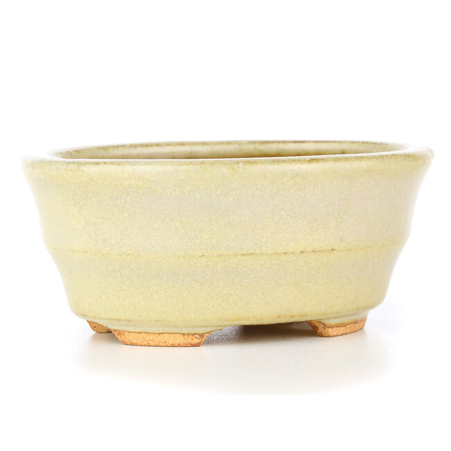 Vaso per bonsai ovale beige di Hattori - 108 x 91 x 48 mm