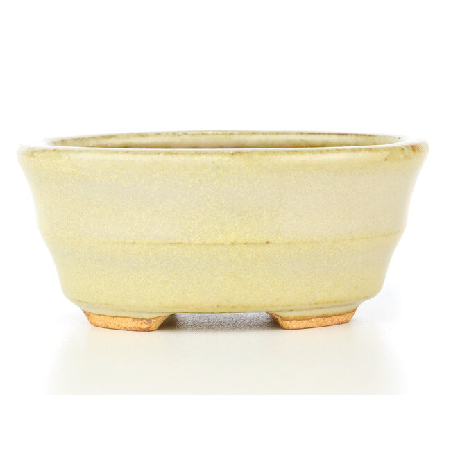 Vaso per bonsai ovale beige di Hattori - 108 x 91 x 48 mm