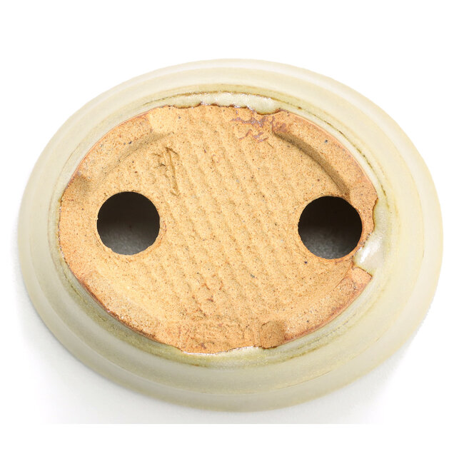 Pot à bonsaï ovale beige par Hattori - 108 x 91 x 48 mm