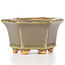 Vaso bonsai esagonale beige verdastro di Hattori - 91 x 81 x 50 mm