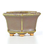 Hexagonal purple bonsai pot by Hattori - 91 x 81 x 50 mm