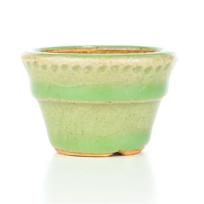 Vaso per bonsai rotondo verde di Hattori - 65 x 65 x 43 mm