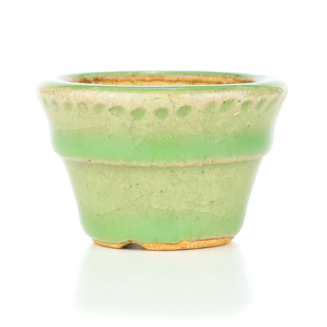 Vaso per bonsai rotondo verde di Hattori - 65 x 65 x 43 mm
