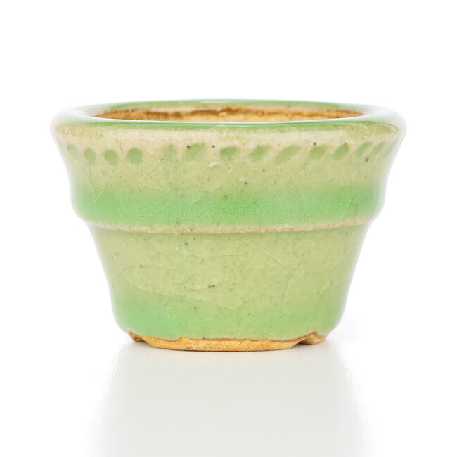 Vaso per bonsai rotondo verde di Hattori - 65 x 65 x 43 mm