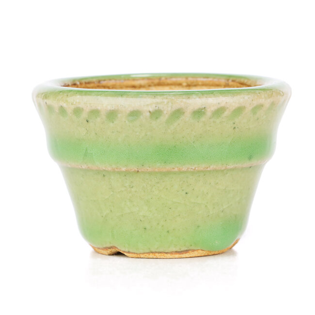 Ronde groene bonsaipot van Hattori - 65 x 65 x 43 mm