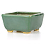 Square green bonsai pot by Hattori - 92 x 94 x 51 mm