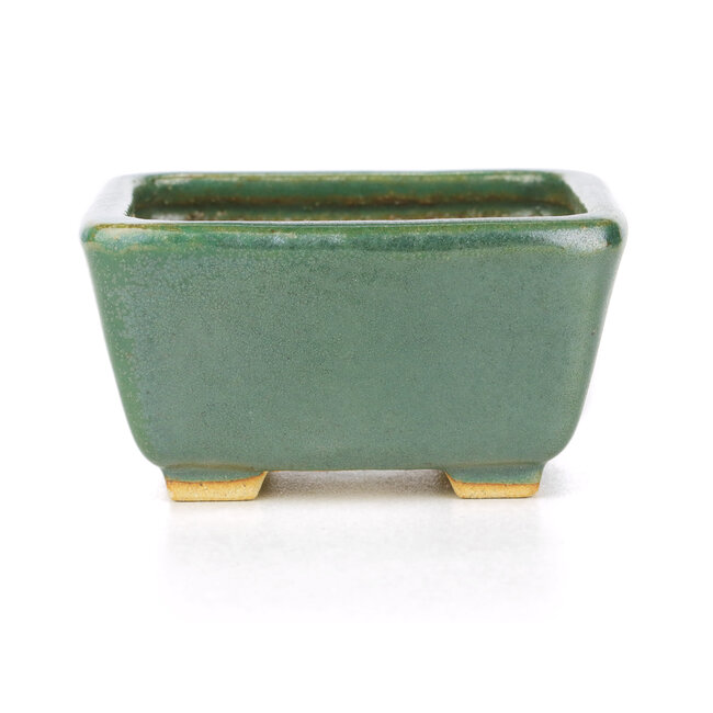 Square green bonsai pot by Hattori - 92 x 94 x 51 mm
