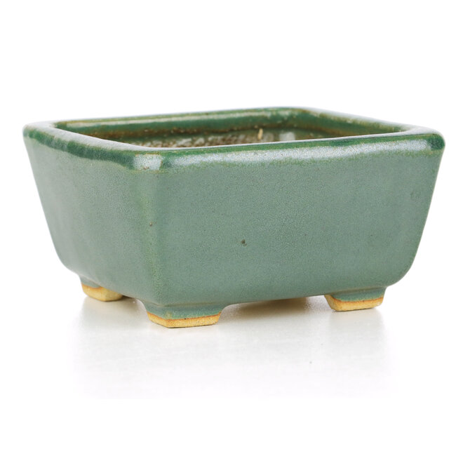 Vierkante groene bonsaipot van Hattori - 92 x 94 x 51 mm