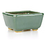 Square green bonsai pot by Hattori - 92 x 94 x 51 mm