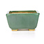 Square green bonsai pot by Hattori - 92 x 94 x 51 mm