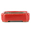 Pot à bonsaï rectangulaire rouge par Terahata Satomi Mazan - 70 x 57 x 20 mm