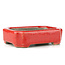 Pot à bonsaï rectangulaire rouge par Terahata Satomi Mazan - 70 x 57 x 20 mm