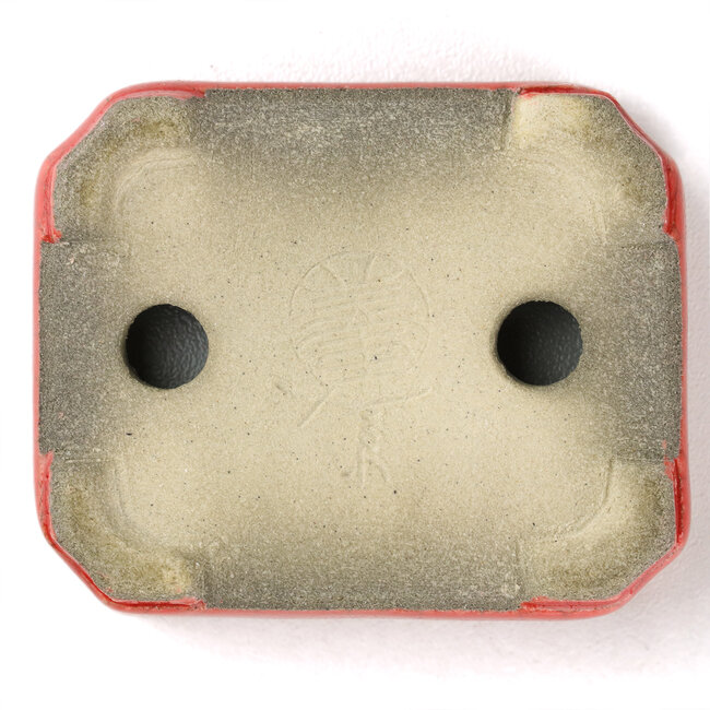 Rechthoekige rode bonsaipot van Terahata Satomi Mazan - 70 x 57 x 20 mm