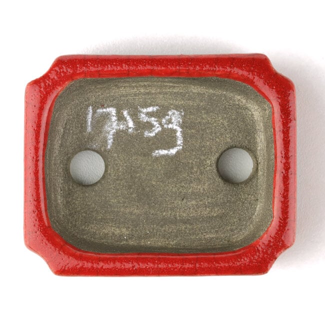 Rechteckige rote Bonsaischale von Terahata Satomi Mazan - 70 x 57 x 20 mm