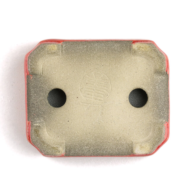 Pot à bonsaï rectangulaire rouge par Terahata Satomi Mazan - 70 x 57 x 20 mm