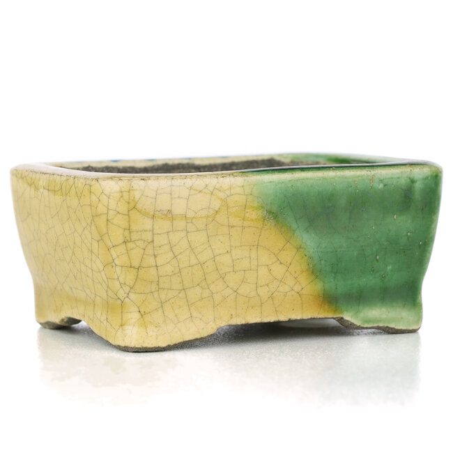 Rectangular multicolor bonsai pot by Terahata Satomi Mazan - 85 x 64 x 35 mm