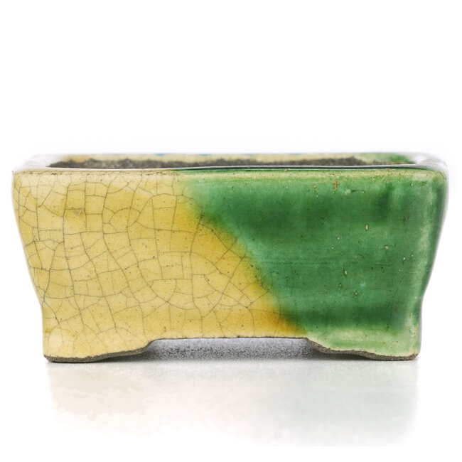 Rechthoekige multicolor bonsaipot van Terahata Satomi Mazan - 85 x 64 x 35 mm