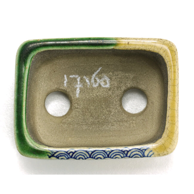 Pot à bonsaï rectangulaire multicolore par Terahata Satomi Mazan - 85 x 64 x 35 mm